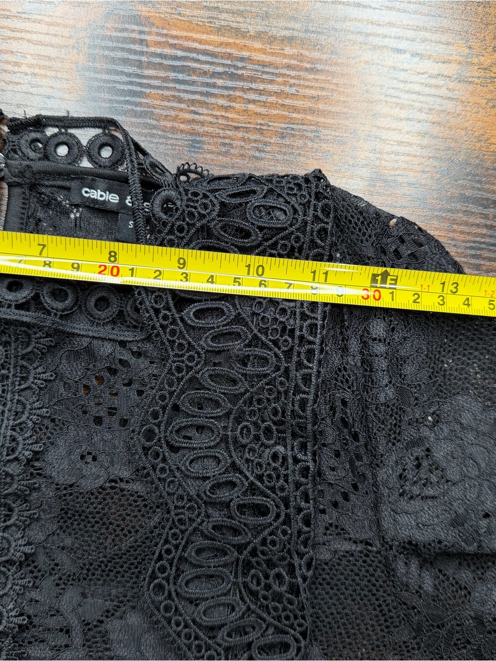 Cable & Gauge Victorian Goth Black Lace Mock Neck Ruffle Blouse with Cami - S - Picture 10 of 10